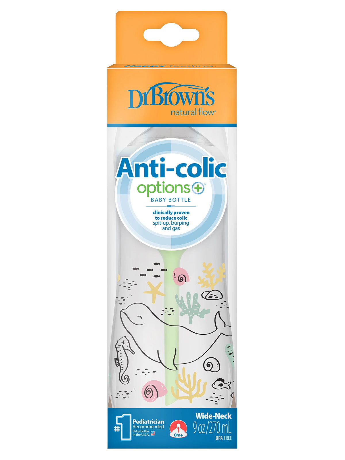 Dr.Brown's Geniş Ağız PP Antikolik Options Biberon  270 ml Kız