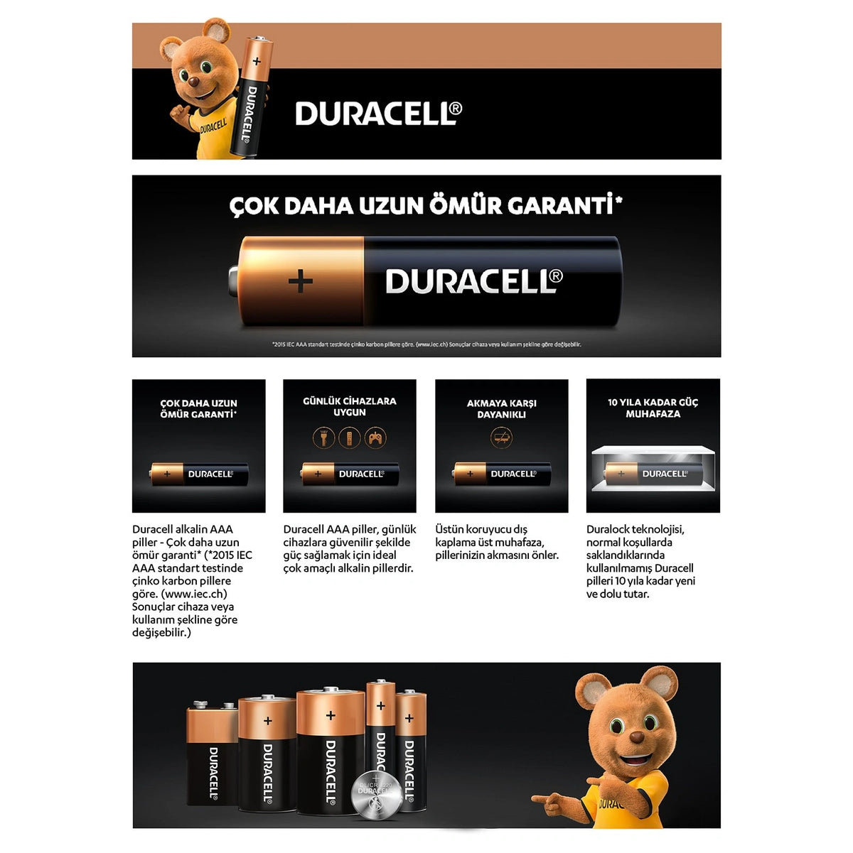 Duracell 6'Lı AAA İnce Kalem Pil