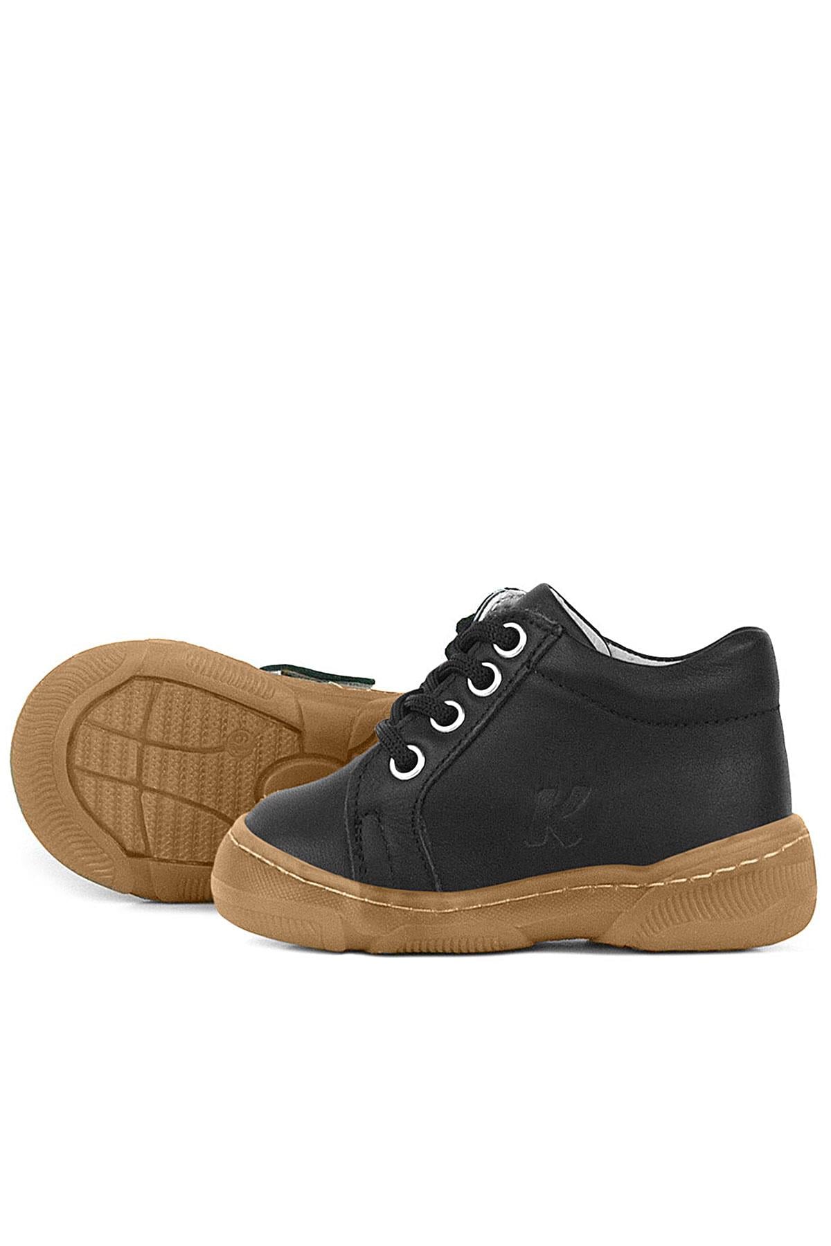 Anatomik Yumuşak Hakiki Deri Fermuarlı Siyah Bebek Bot Ayakkabı