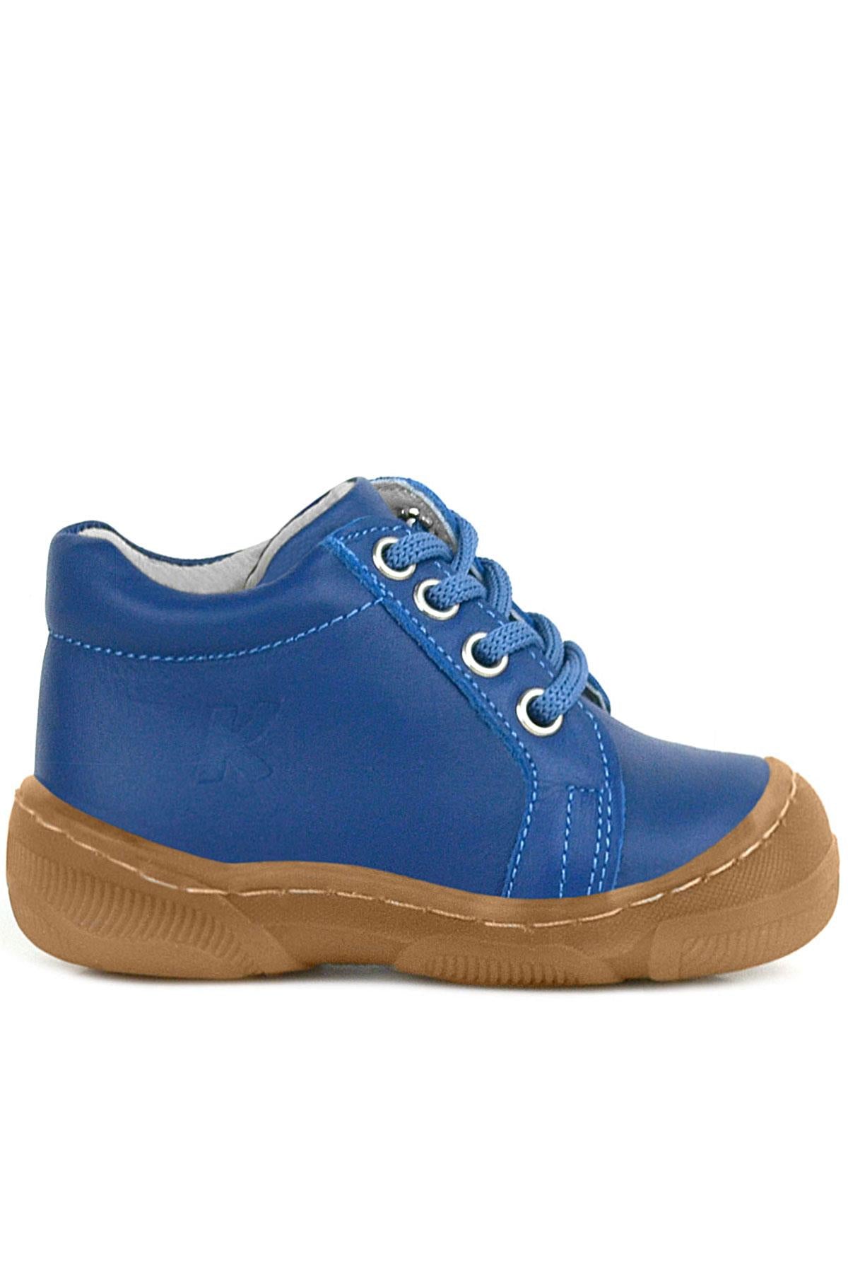 Anatomik Yumuşak Hakiki Deri Fermuarlı Lacivert Mavi Bebek Bot Ayakkabı