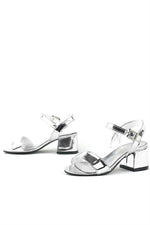 Pony Gümüş Aynalı Kalın Topuklu Kız Çocuk Abiye Ayakkabı