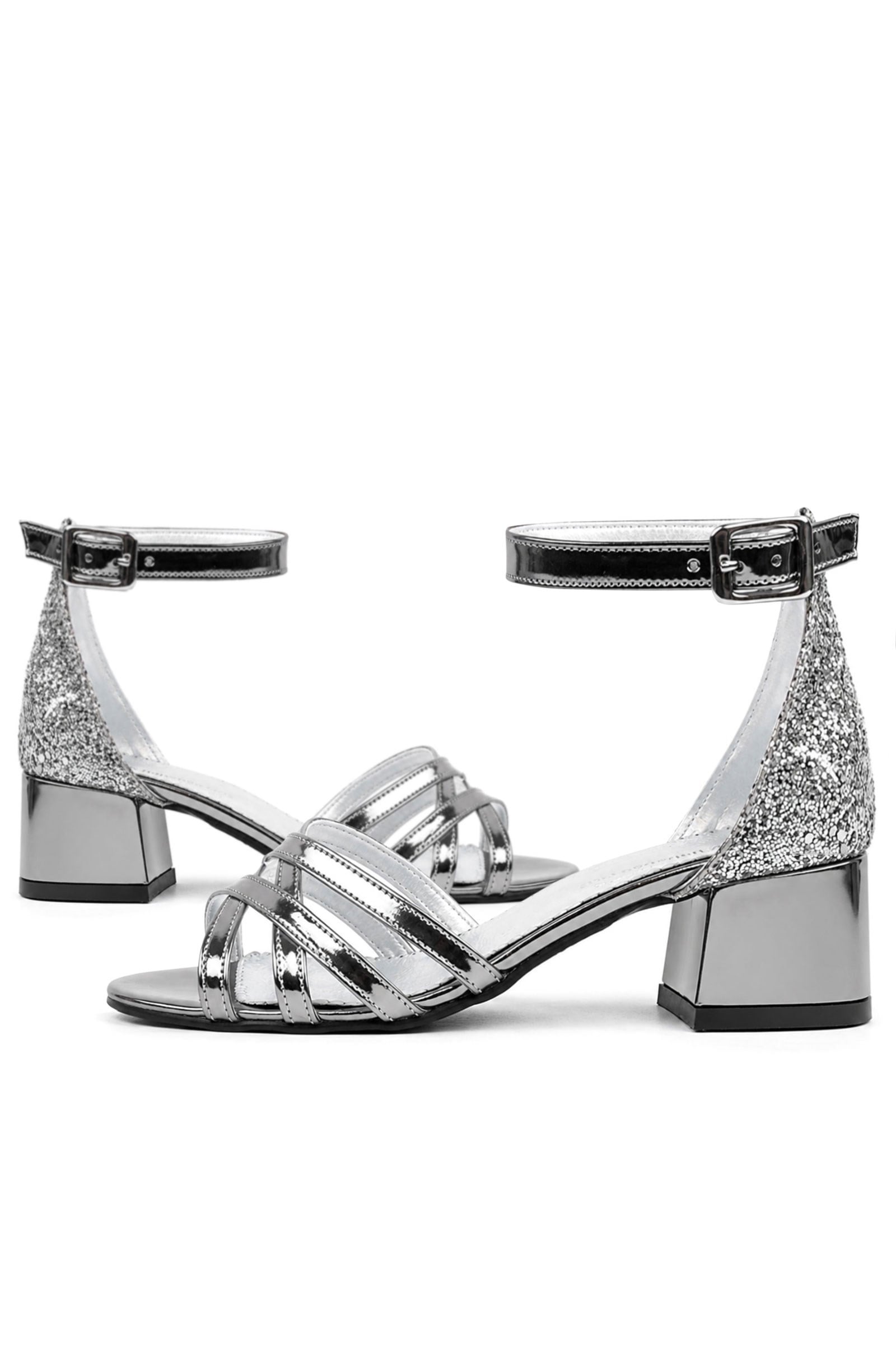 Belle Platin Kalın Topuklu Kız Çocuk Abiye Ayakkabı
