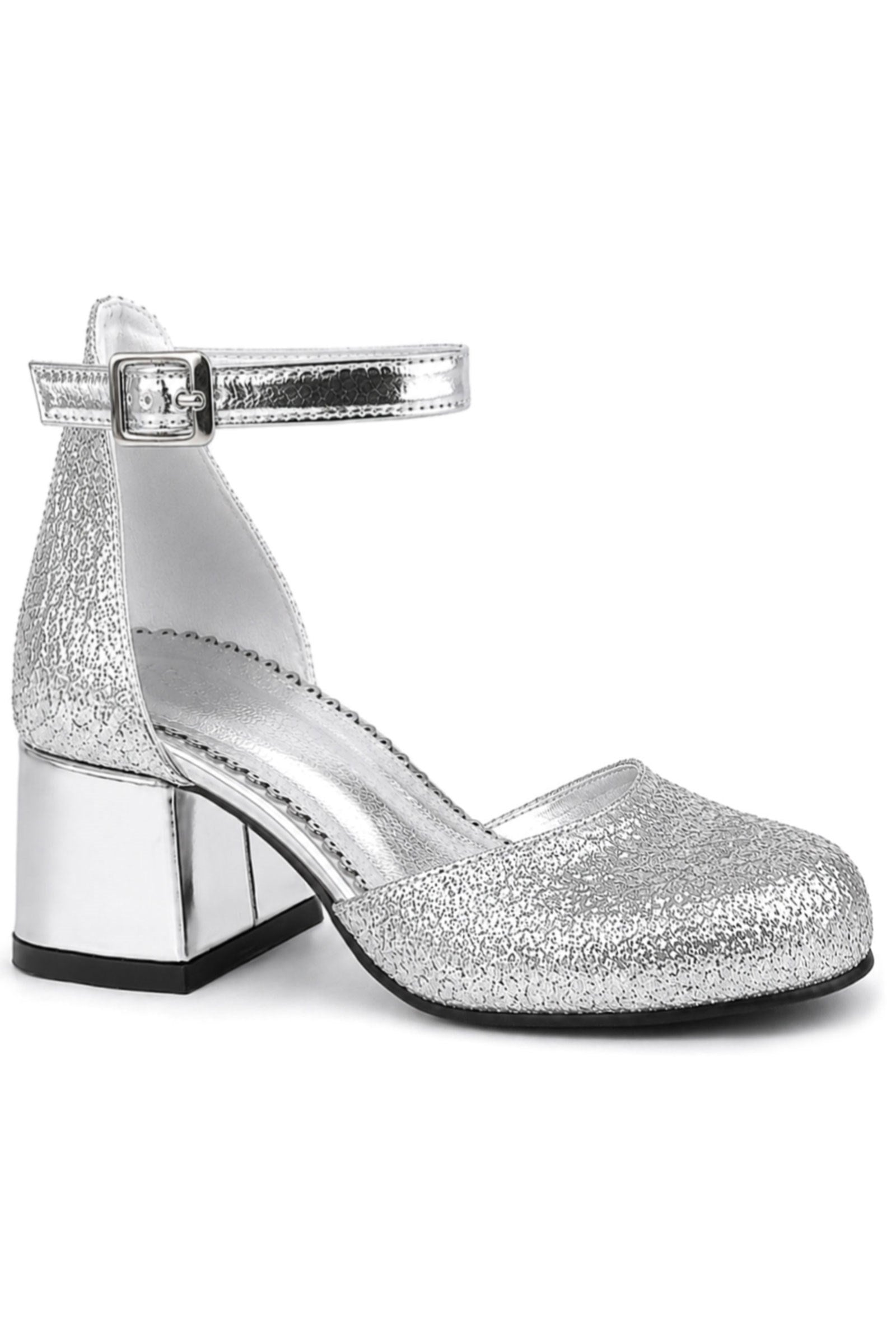 Merida Gümüş Kalın Topuklu Kız Çocuk Topuklu Ayakkabı