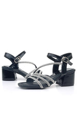 Moana Siyah Taş Detaylı Kız Çocuk Topuklu Abiye Ayakkabı