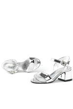 Pony Gümüş Aynalı Kalın Topuklu Kız Çocuk Abiye Ayakkabı