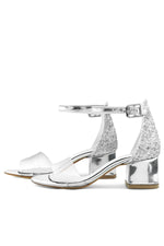 Luisa Gümüş Şeffaf Tek Bantlı Kız Çocuk Abiye Ayakkabı