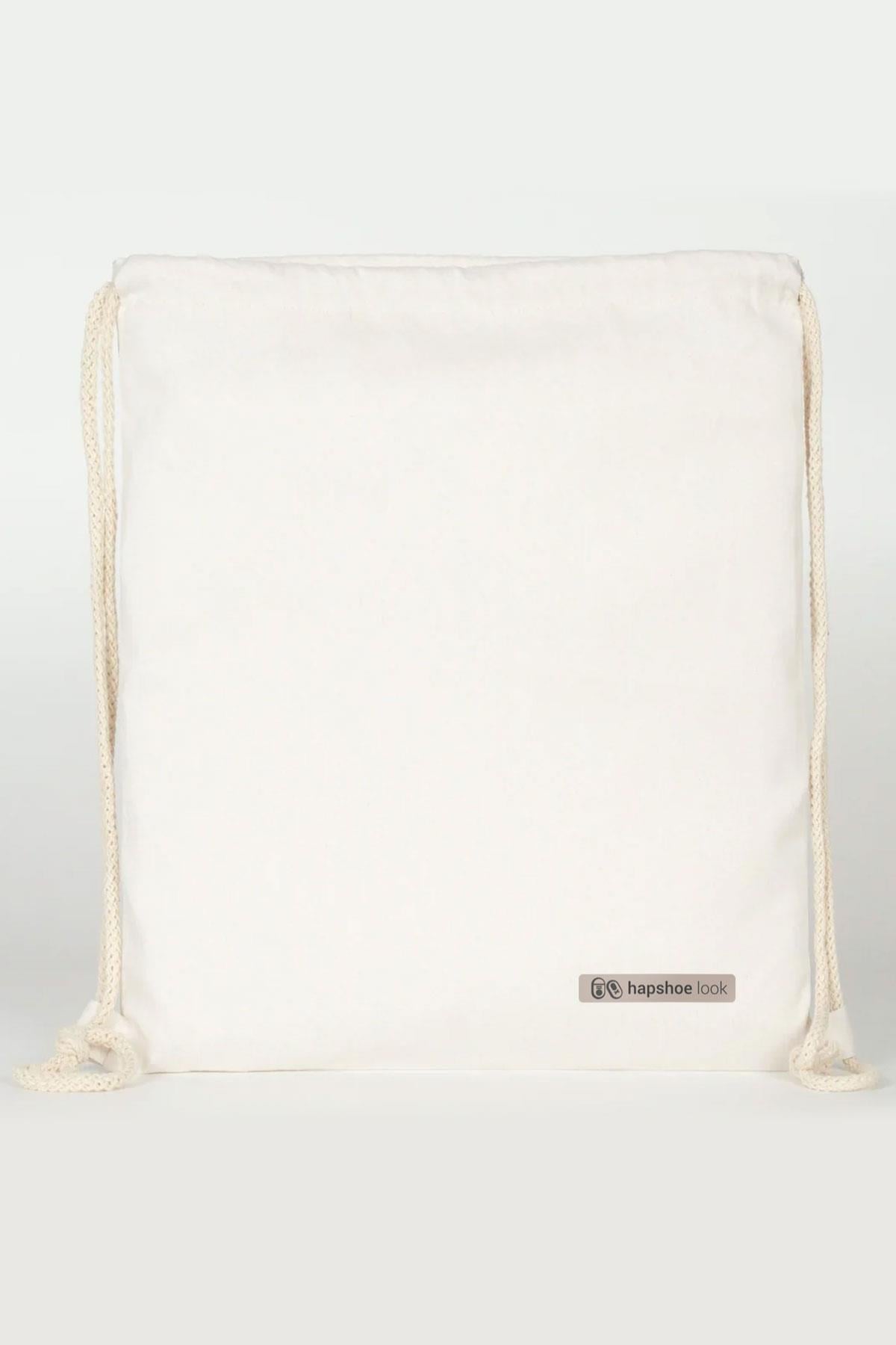 Hapshoe Look Krem 35x40 cm Unisex Ham Bez Büzgülü Ayakkabı Terlik Çantası