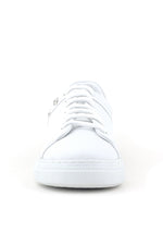 Hakiki Deri Kadın Beyaz Bağcıklı Yıldızlı Sneaker Ayakkabı