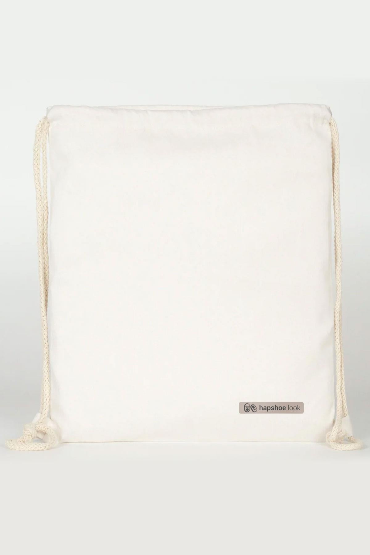 Hapshoe Look Krem 35x40 cm Unisex Ham Bez Büzgülü Ayakkabı Terlik Çantası