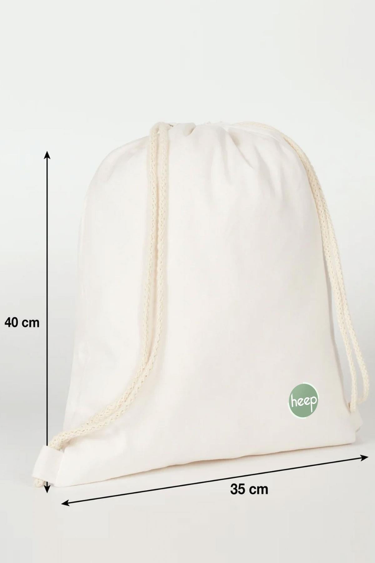 Heep Krem 35x40 cm Unisex Ham Bez Büzgülü Sırt Ayakkabı Çantası