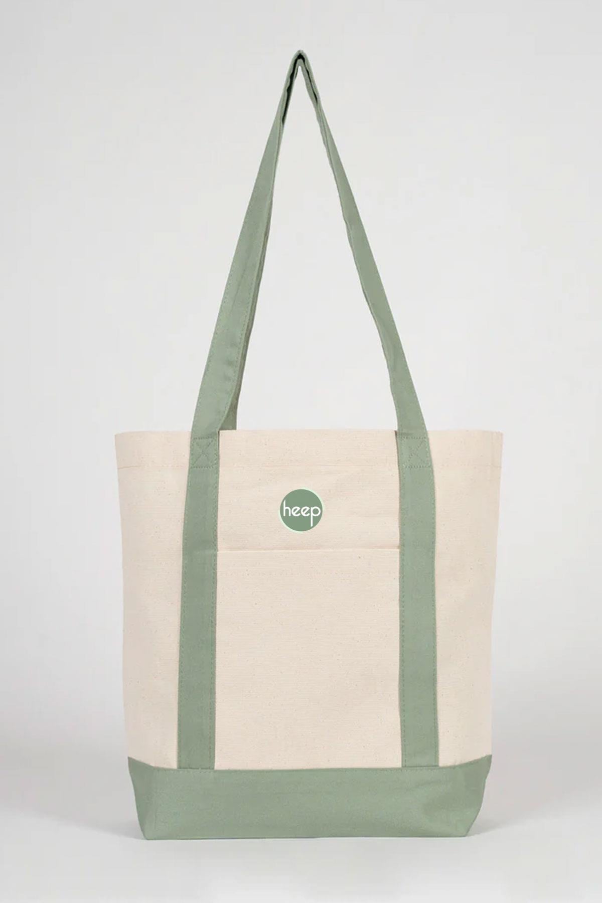 Heep Mint Yeşili Cepli Kanvas Tote Çanta