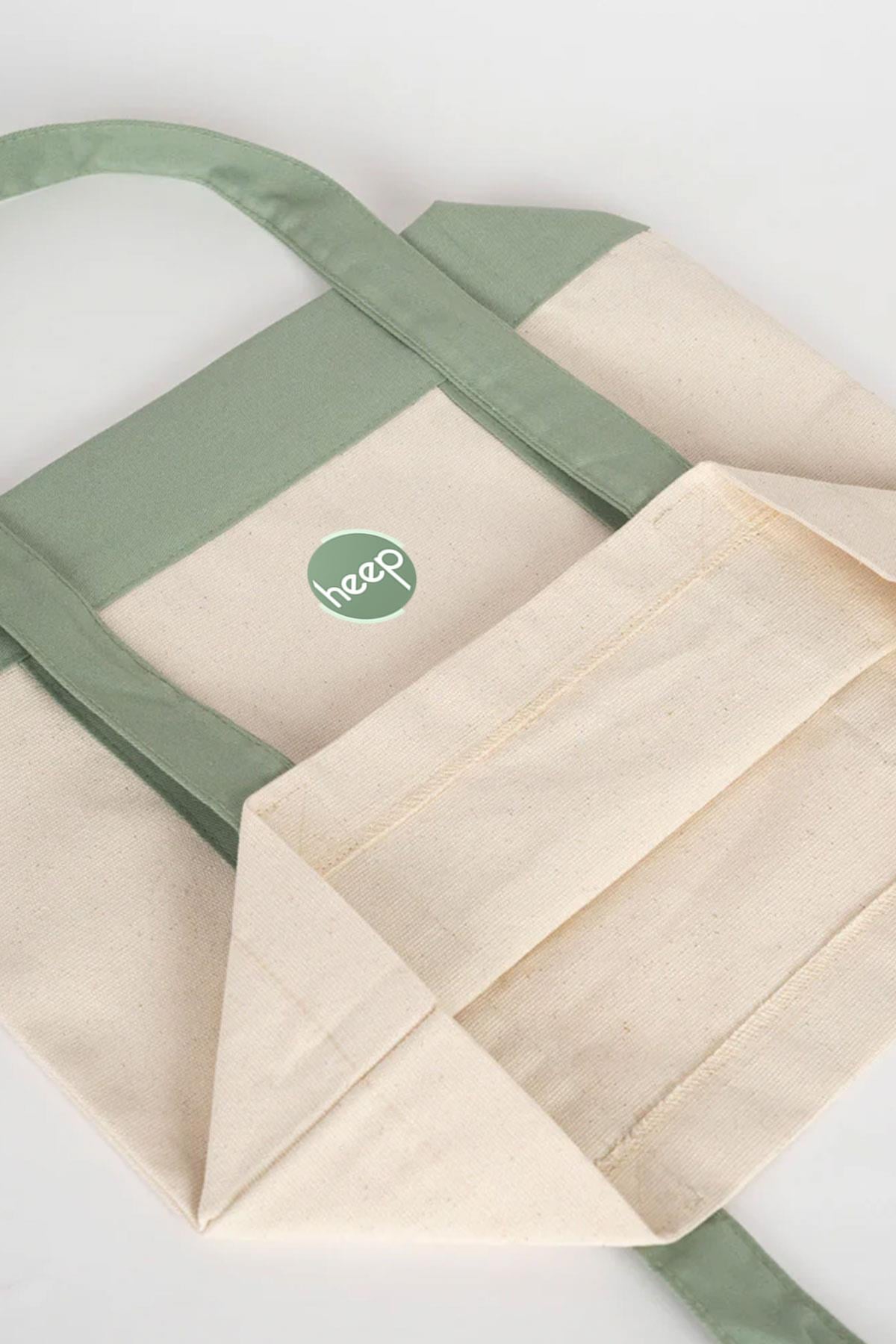 Heep Mint Yeşili Cepli Kanvas Tote Çanta