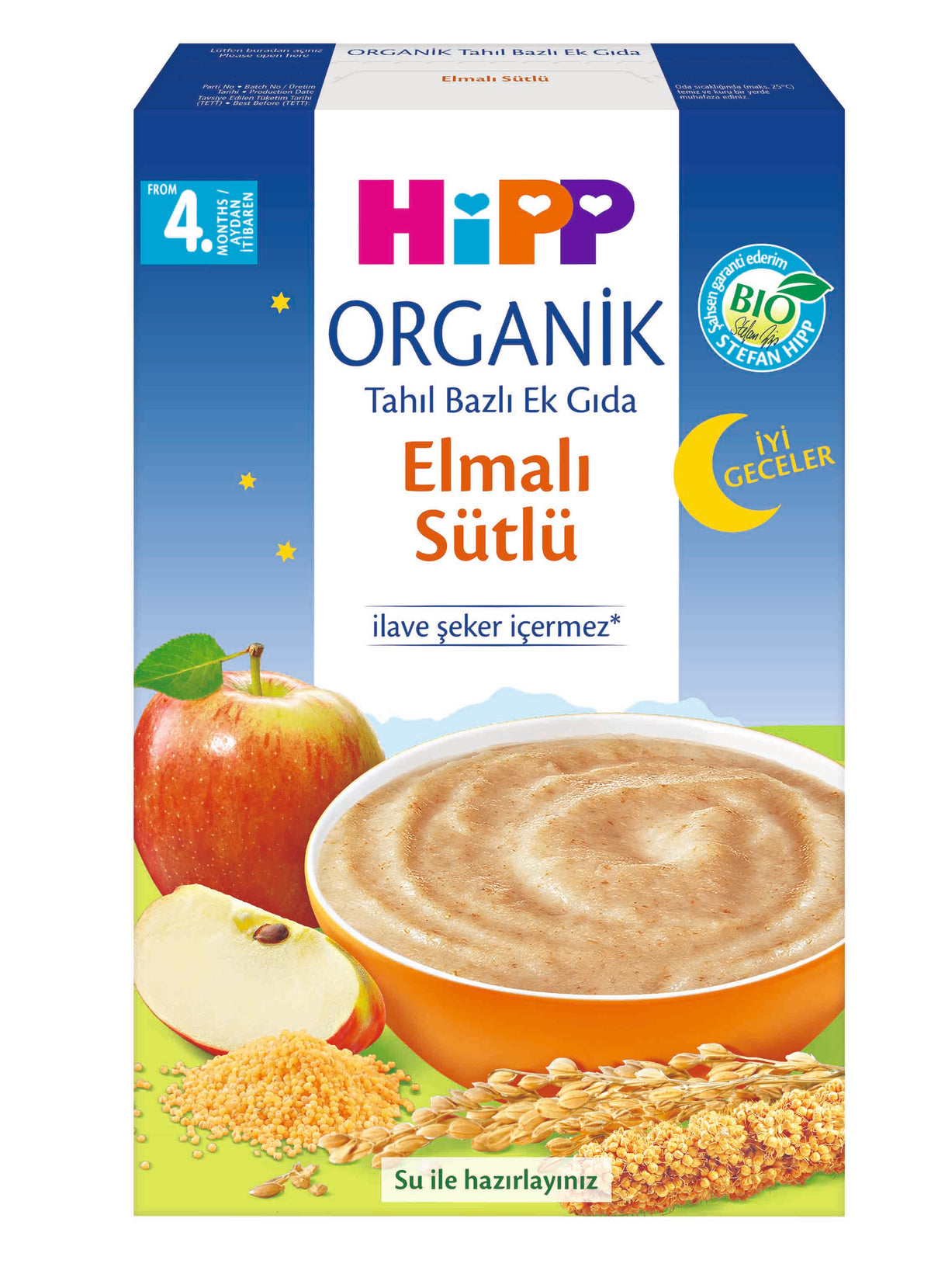 Hipp Organik İyi Geceler Elmalı Sütlü Tahıl Bazlı Ek Gıda 250 Gr