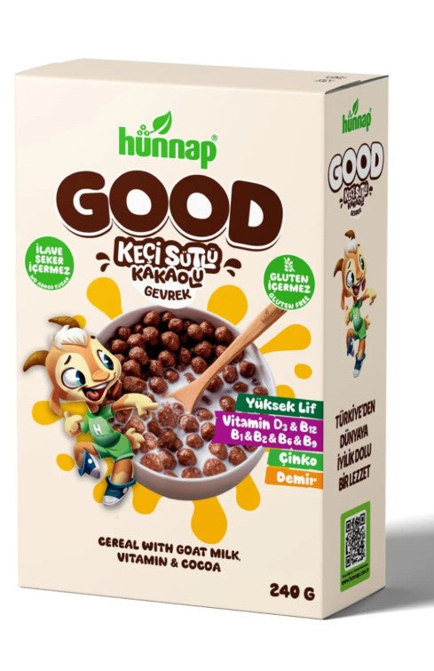 Hünnap Keçi Sütlü Kakao ve Vitamin Tahıllı Glutensiz Gevrek 240 Gr