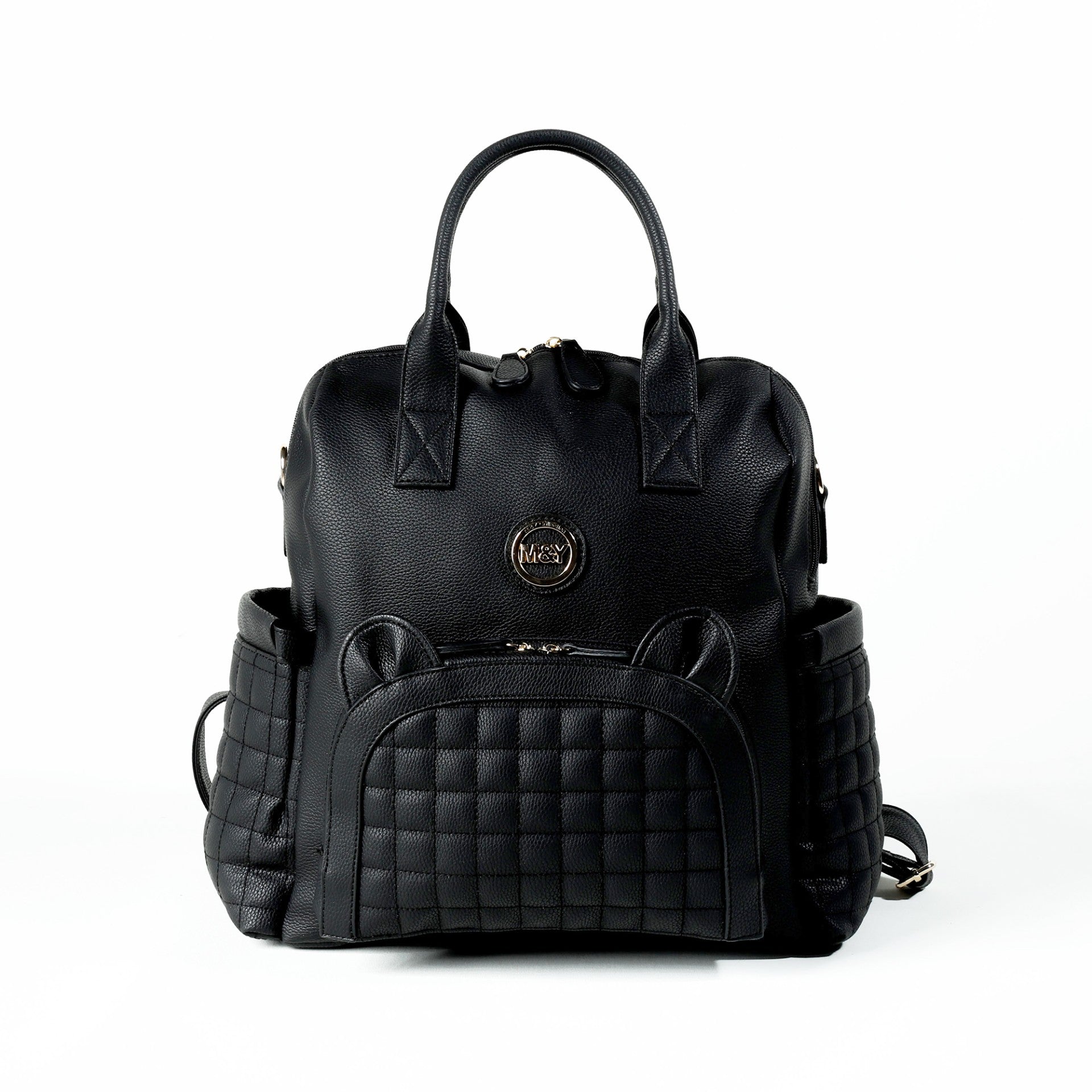 mamiy（感謝）/7 M&Y Kitty Leather Mom Baby Care Backpack 7271 Black - XO Kids