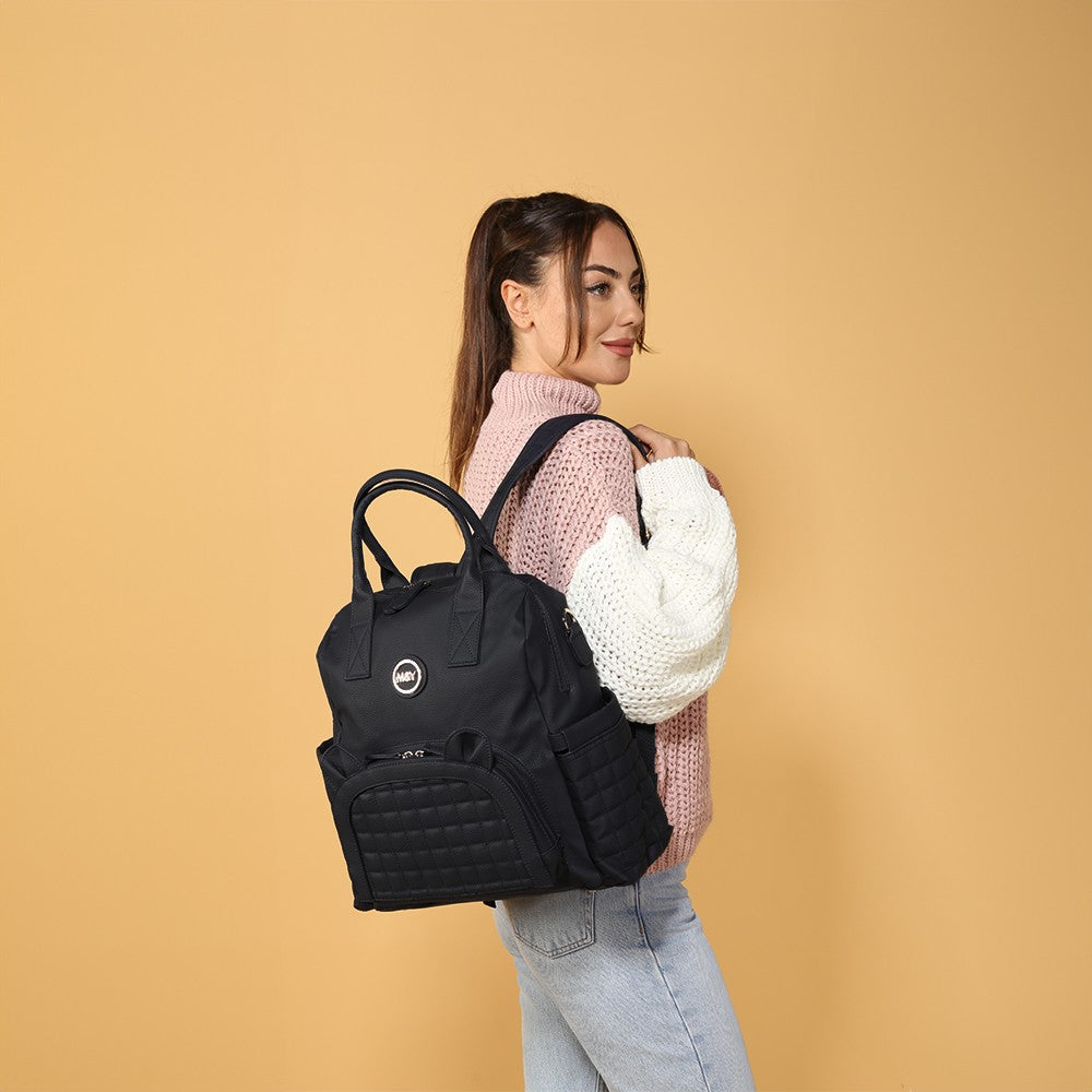 M&Y Kitty Leather Mom Baby Care Backpack 7271 Black - XO Kids