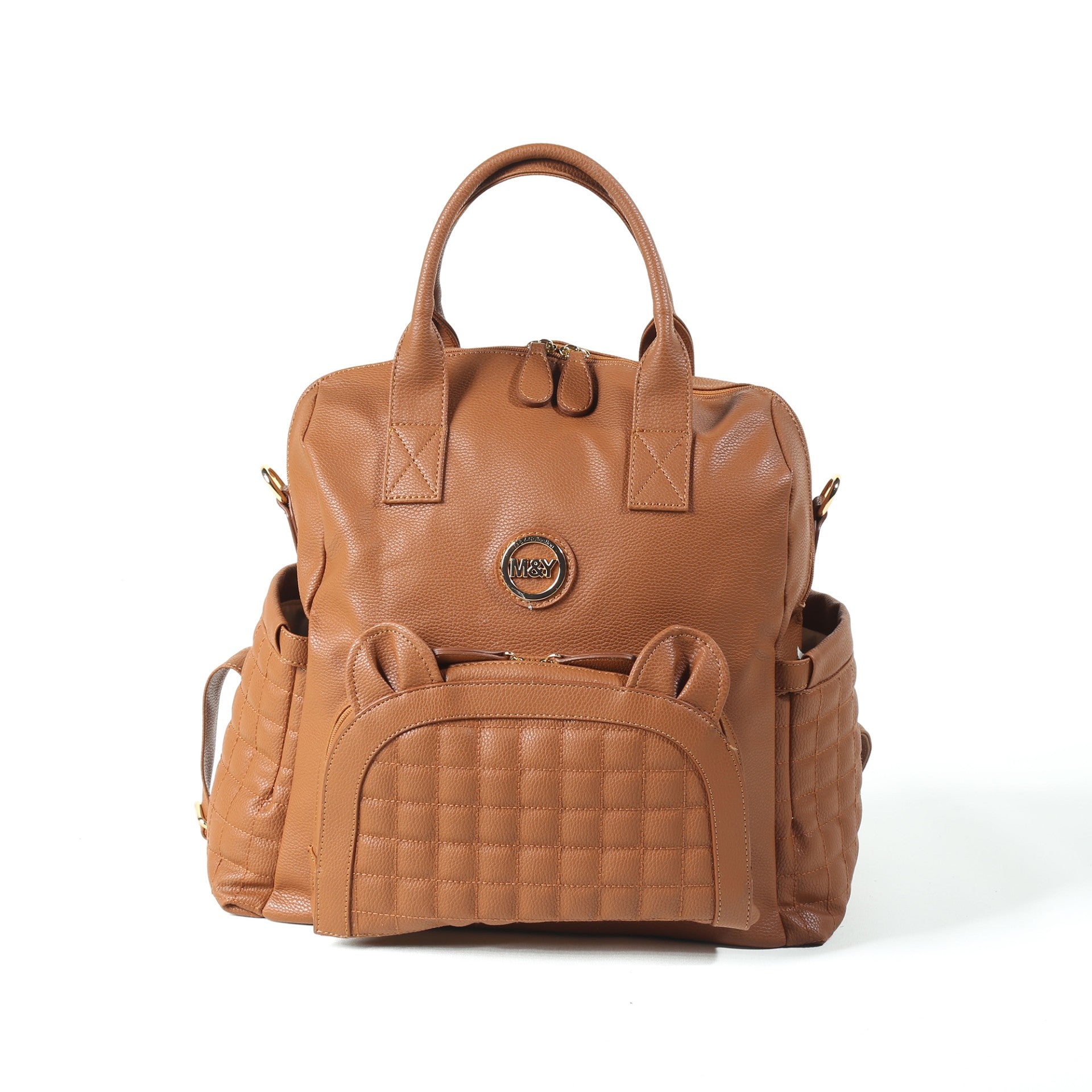 mamiy（感謝）/7 M&Y Kitty Leather Mom Baby Care Backpack 7271 Tan - XO Kids