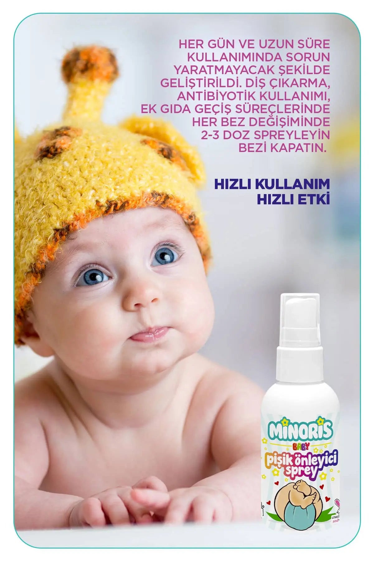 Minoris Baby Organik Pişik Önleyici Sprey 100 ml