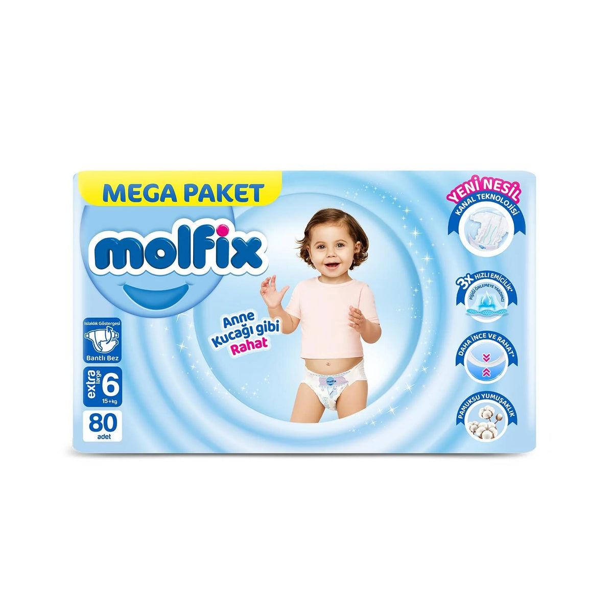 Molfix Mega Paket Bebek Bezi 6 Beden 15+ Kg 80 Adet