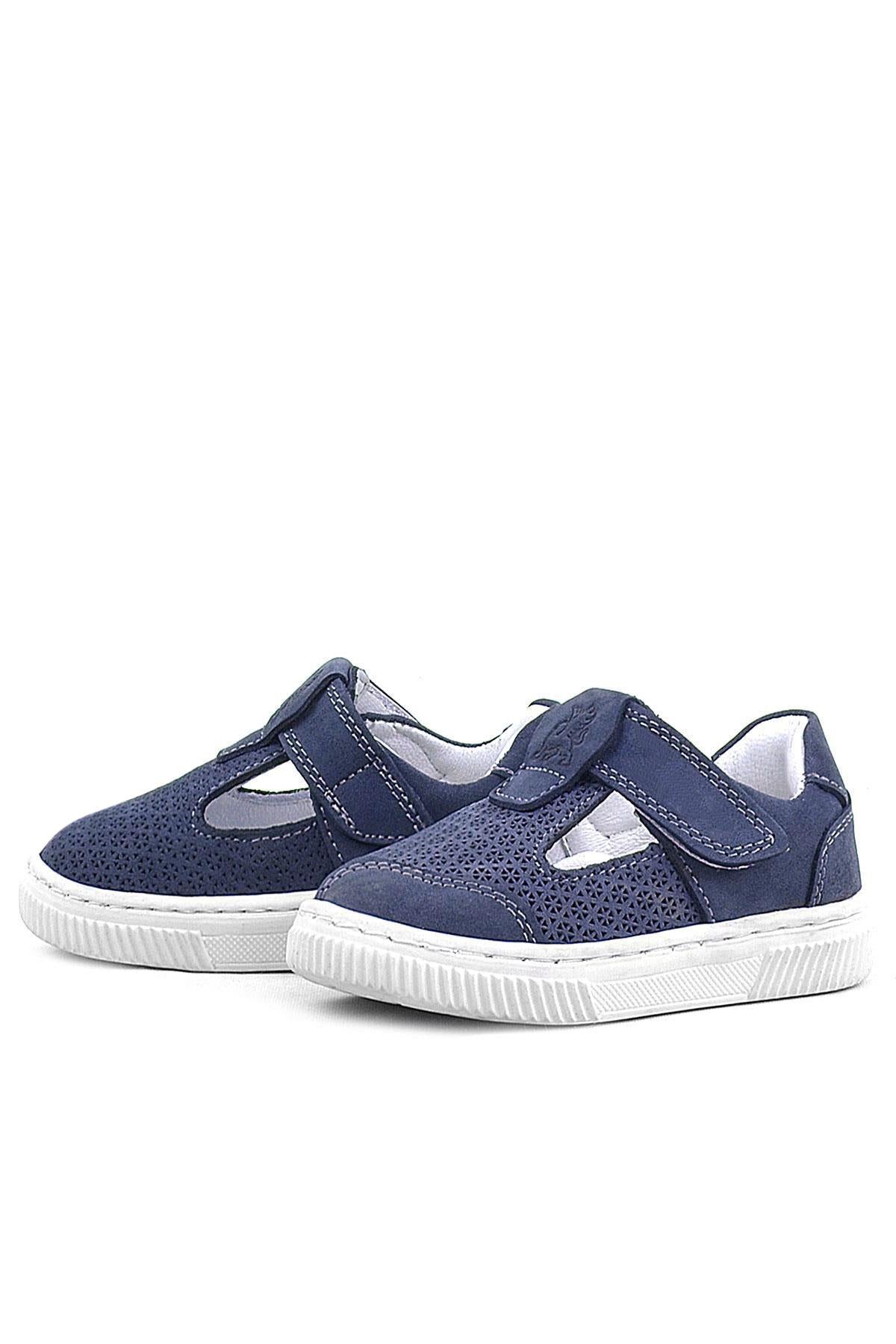 Rakerplus Bheem Hakiki Deri Lacivert Nubuk Cırtlı Bebek Sneaker Sandalet
