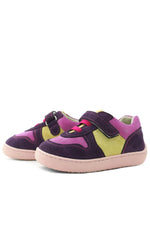 Rakerplus Bob Hakiki Deri Mor Pembe Barefoot Cırtlı Lastikli Bebek Sneaker Ayakkabı