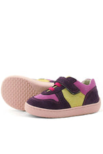 Rakerplus Bob Hakiki Deri Mor Pembe Barefoot Cırtlı Lastikli Bebek Sneaker Ayakkabı