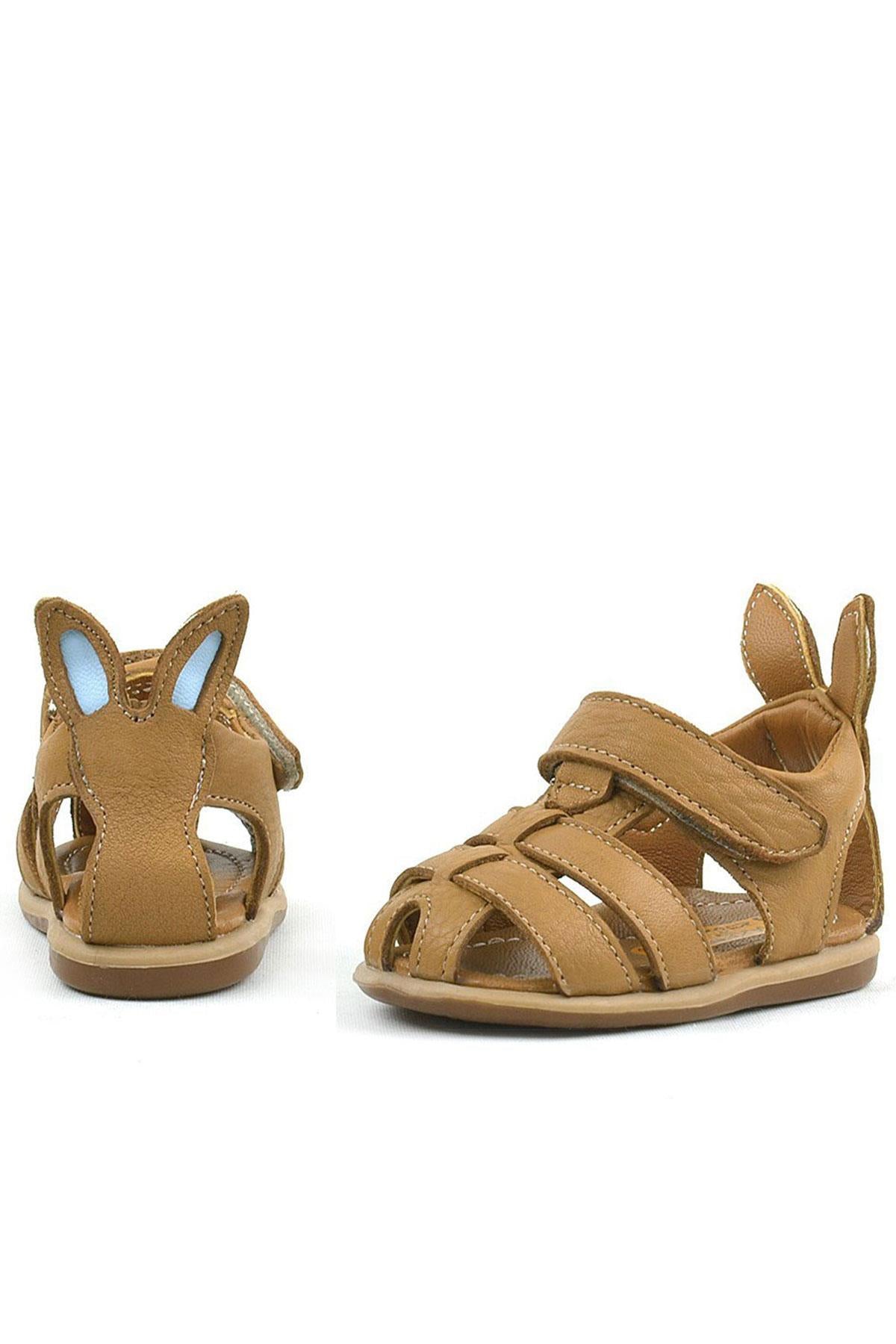 Rakerplus Bunny Hakiki Deri Taba Cırtlı Bebek Sandalet