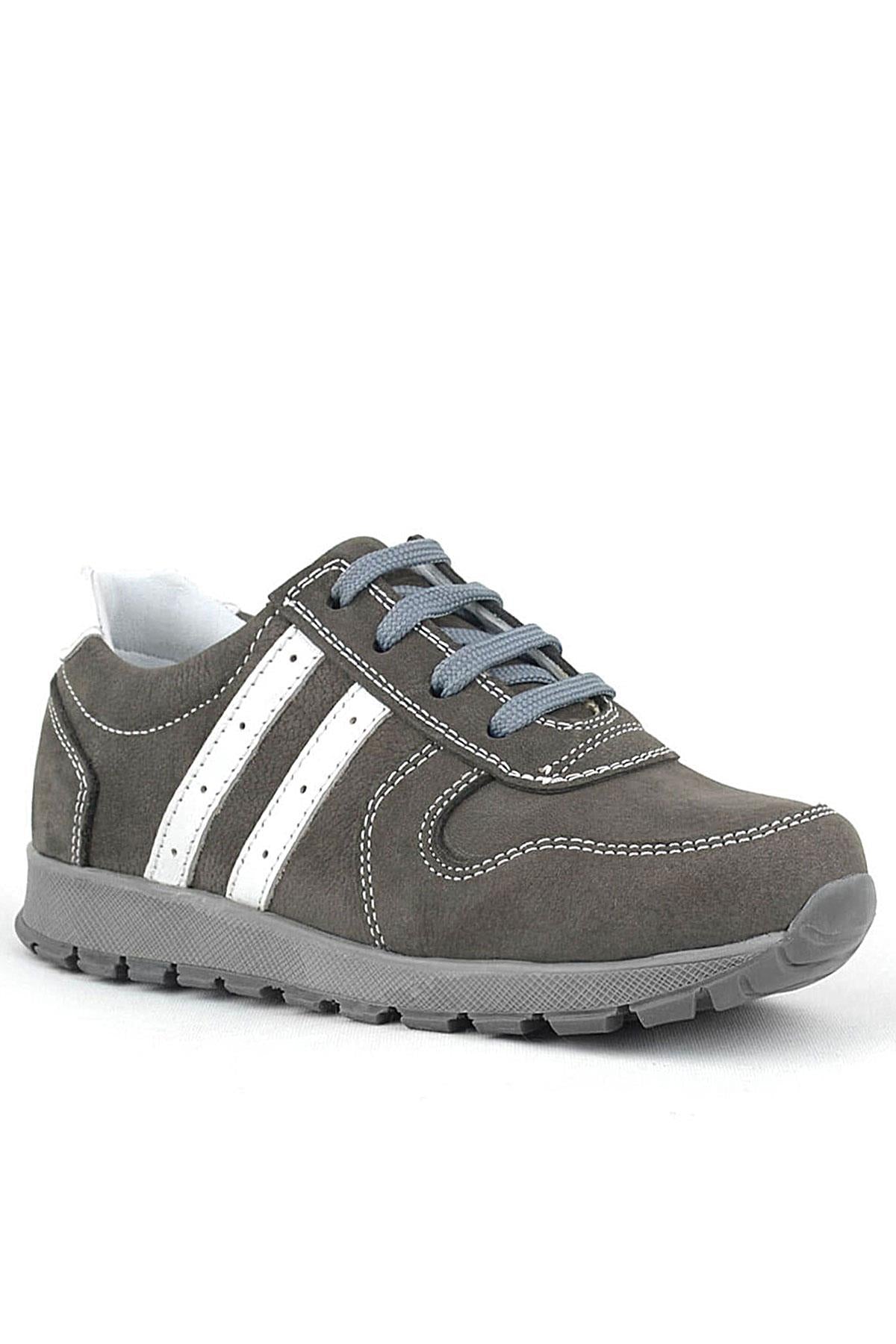Rakerplus Deri Gri Fermuarlı Spor Ayakkabı Sneaker