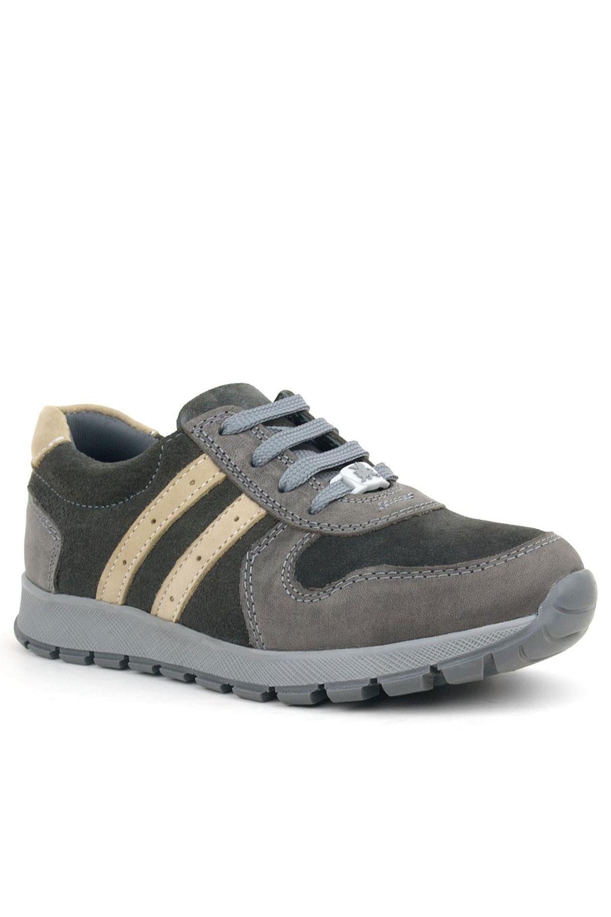 Rakerplus Deri Gri Kum Rengi Fermuarlı Sneaker Spor Ayakkabı