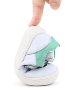 Rakerplus Bob Hakiki Deri Beyaz Nubuk Yeşil Cırtlı Bebek Sneaker Ayakkabı