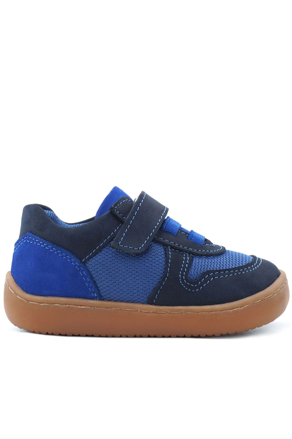 Rakerplus Bob Hakiki Deri Lacivert Mavi Barefoot Cırtlı Lastikli Bebek Sneaker Ayakkabı