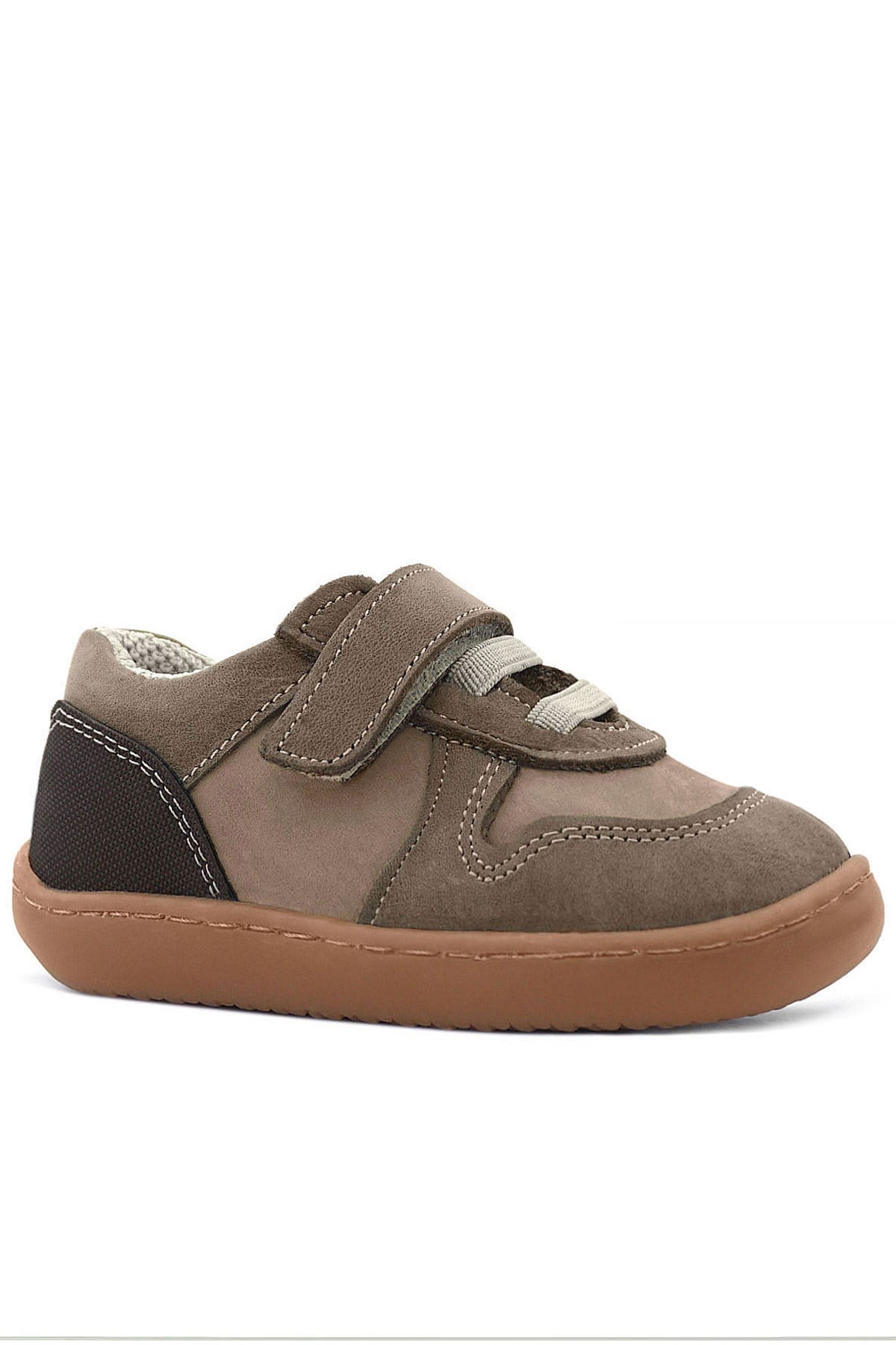 Rakerplus Bob Hakiki Deri Kum Krem Barefoot Cırtlı Lastikli Bebek Sneaker Ayakkabı
