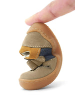 Rakerplus Bob Hakiki Deri Kum Rengi Barefoot Cırtlı Lastikli Bebek Sneaker Ayakkabı