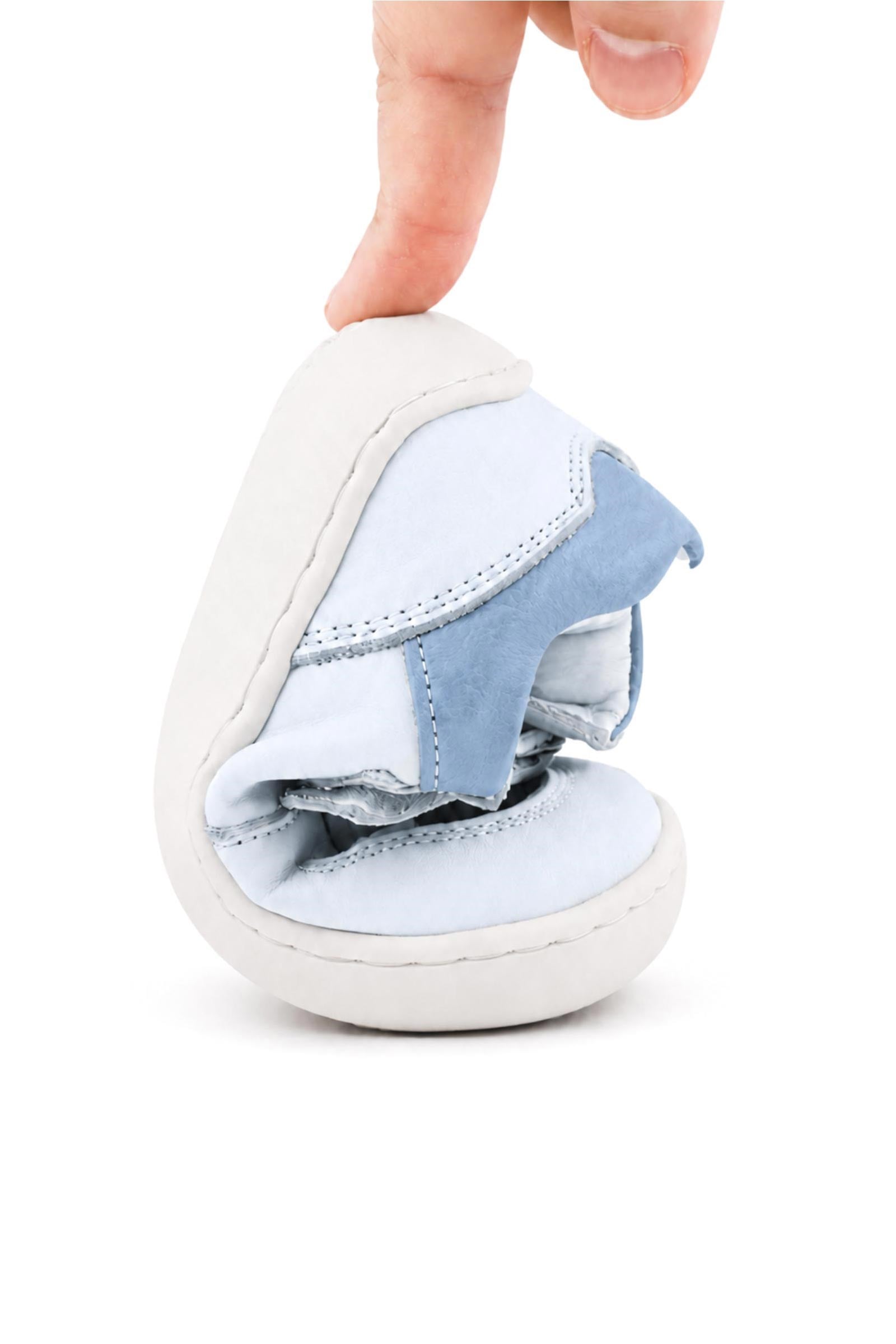Rakerplus Bob Hakiki Deri Beyaz Nubuk Mavi Cırtlı Bebek Sneaker Ayakkabı