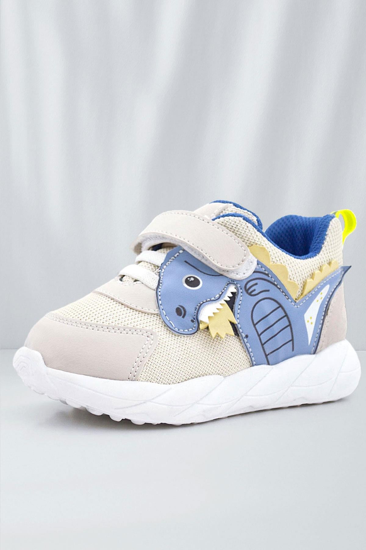 Rakerplus Barefoot Krem Dinazorlu Cırtlı Lastikli Çocuk Spor Ayakkabı
