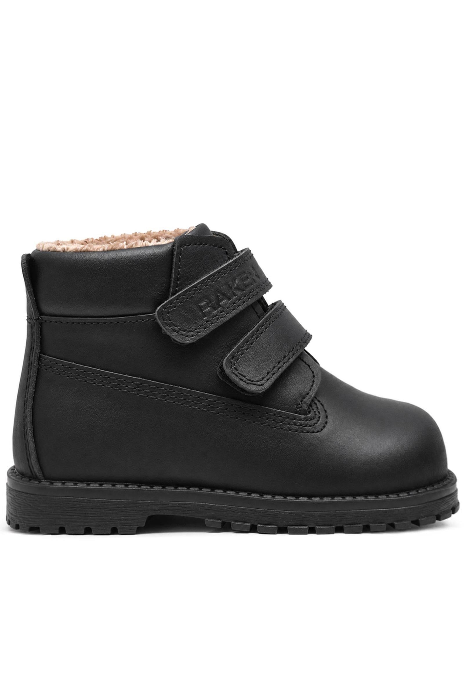 Rakerplus Neson Hakiki Deri Siyah Kürklü Cırtlı Unisex Bebek Bot