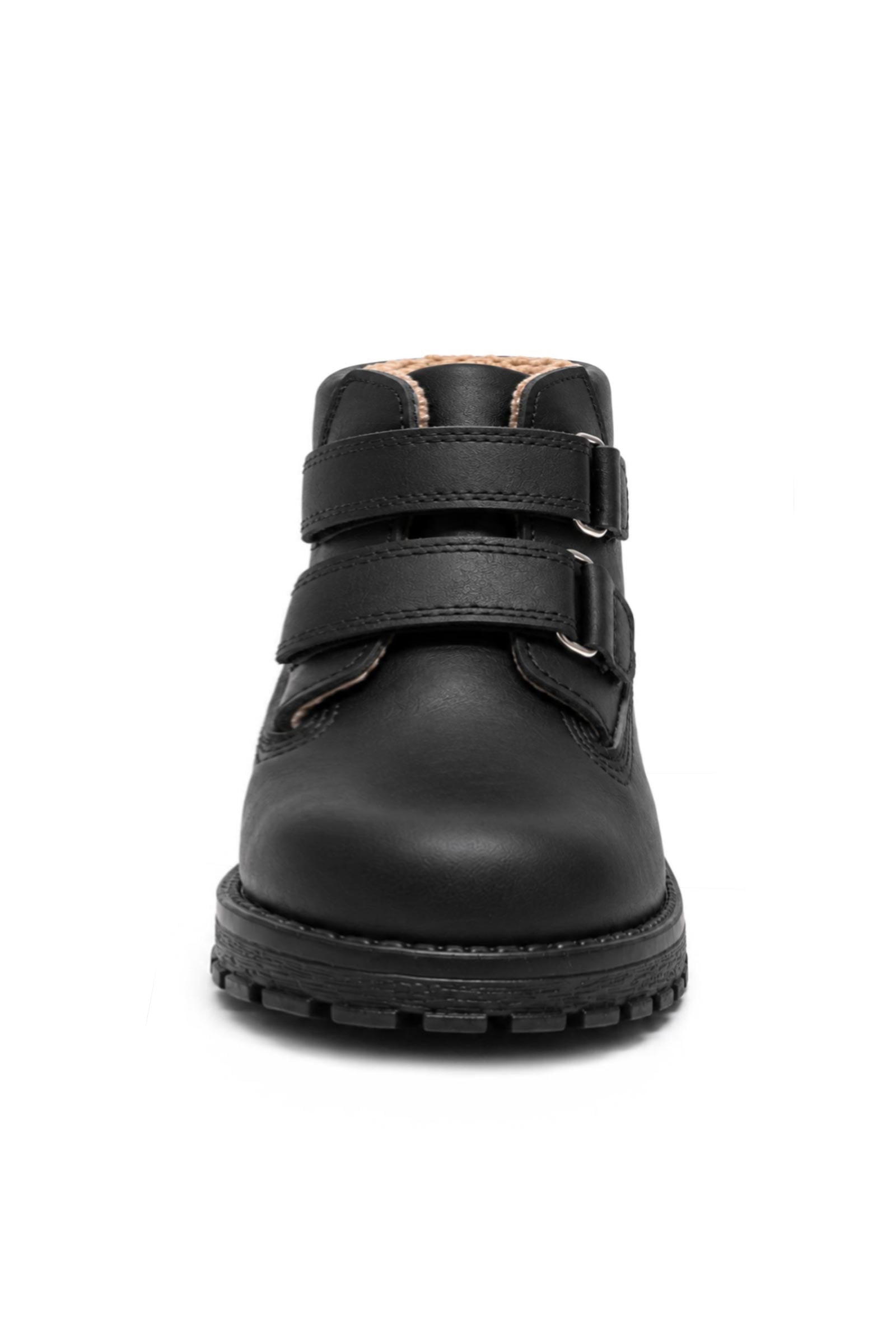 Rakerplus Neson Hakiki Deri Siyah Kürklü Cırtlı Unisex Bebek Bot