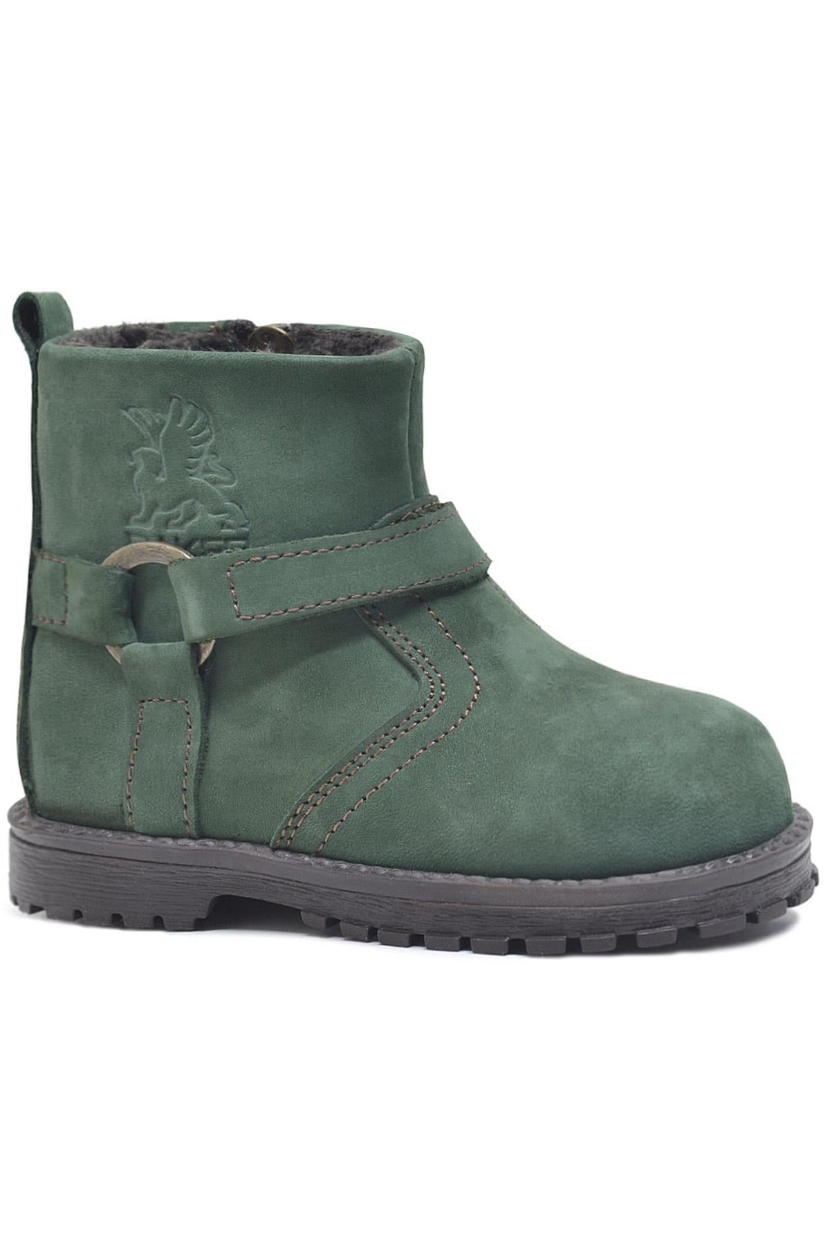 Rakerplus Chiron Hakiki Deri Yeşil Fermuarlı Unisex Bebek Bot