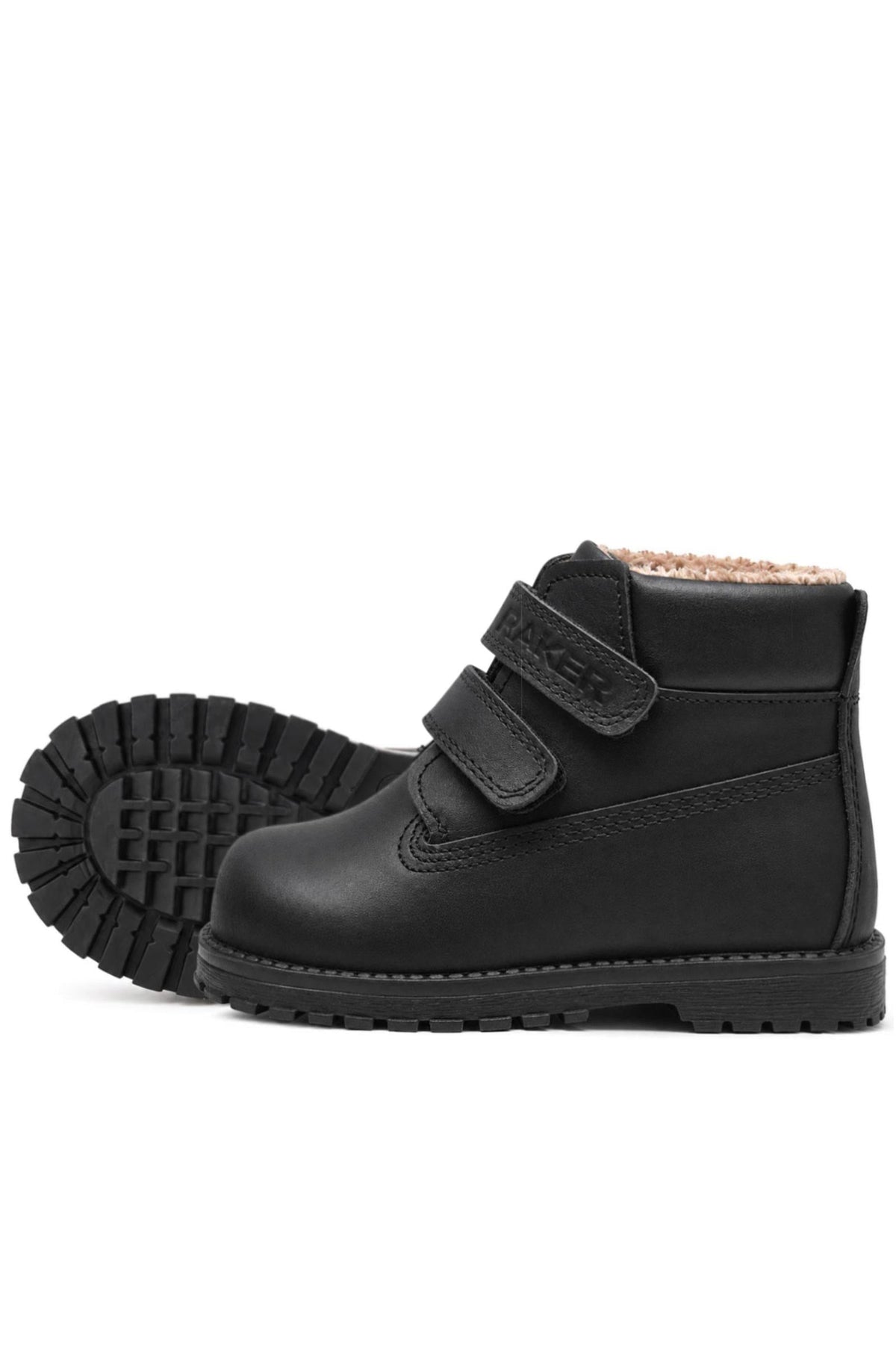 Rakerplus Neson Hakiki Deri Siyah Kürklü Cırtlı Unisex Bebek Bot