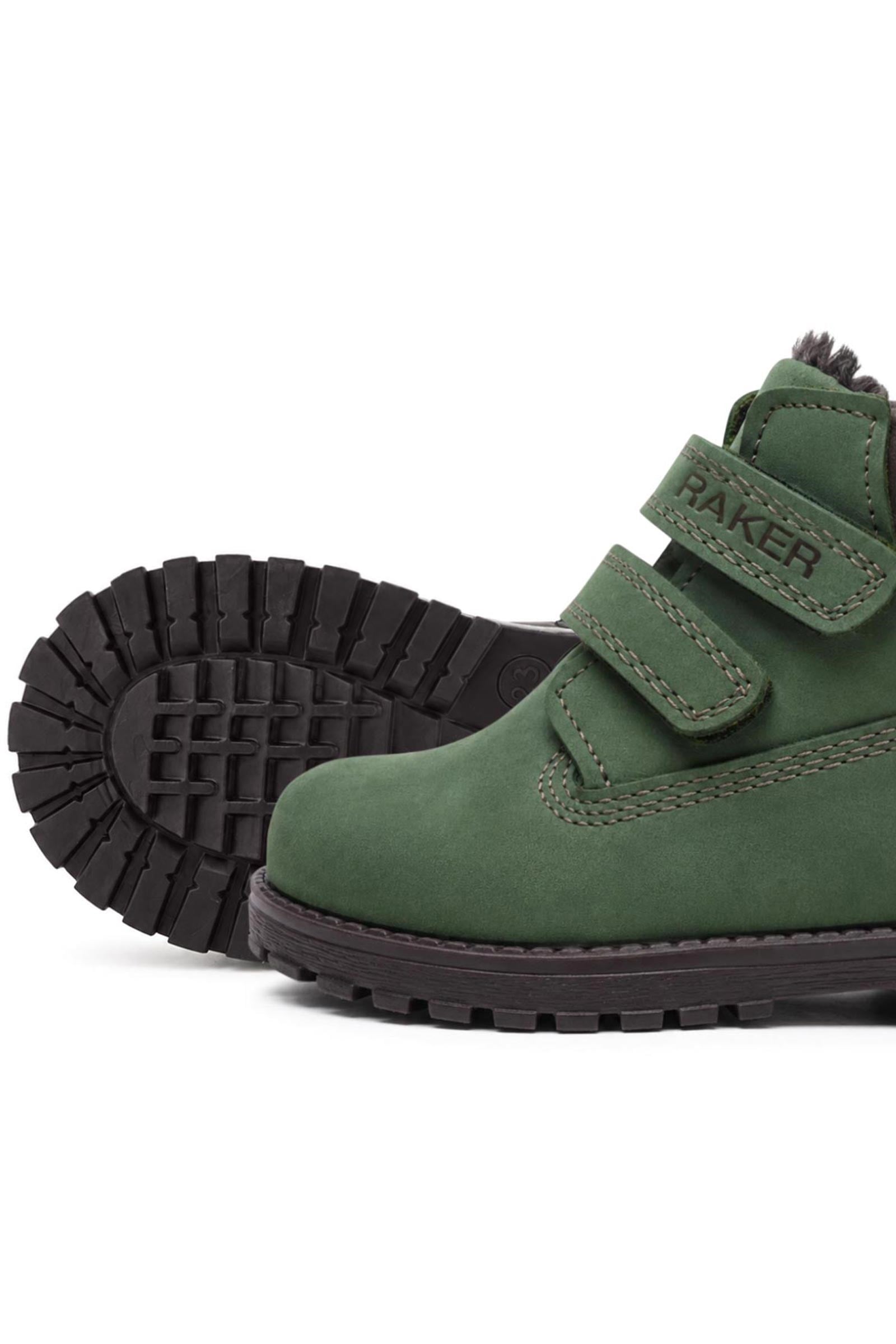 Rakerplus Neson Hakiki Deri Yeşil Kürklü Cırtlı Unisex Bebek Bot