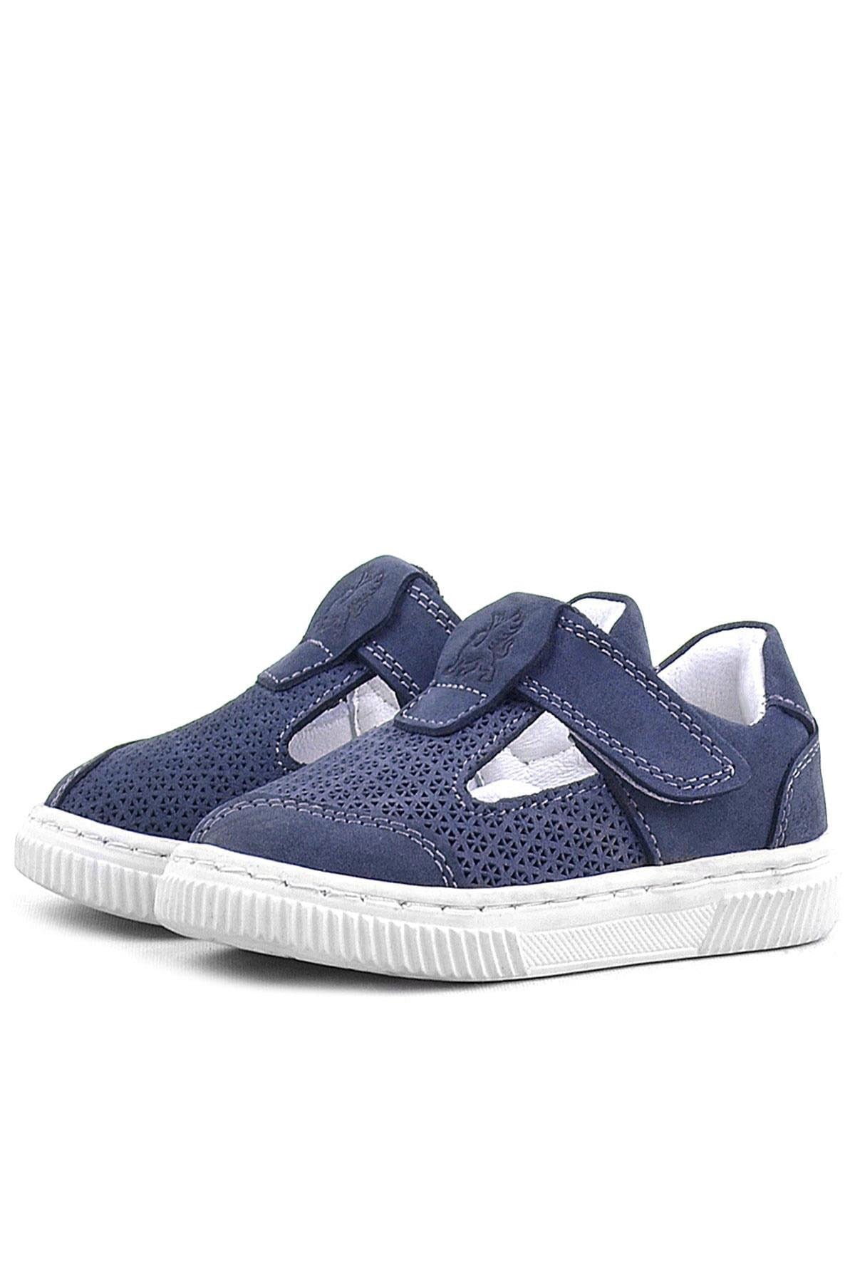Rakerplus Bheem Hakiki Deri Lacivert Nubuk Cırtlı Bebek Sneaker Sandalet