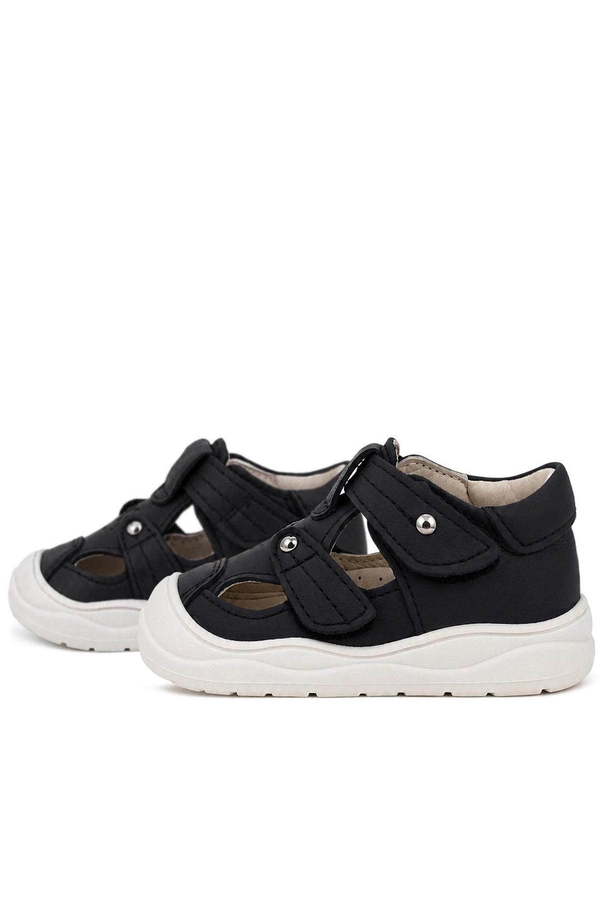 Rakerplus Hakiki Deri Cırt Cırtlı Siyah Bebek Sandalet