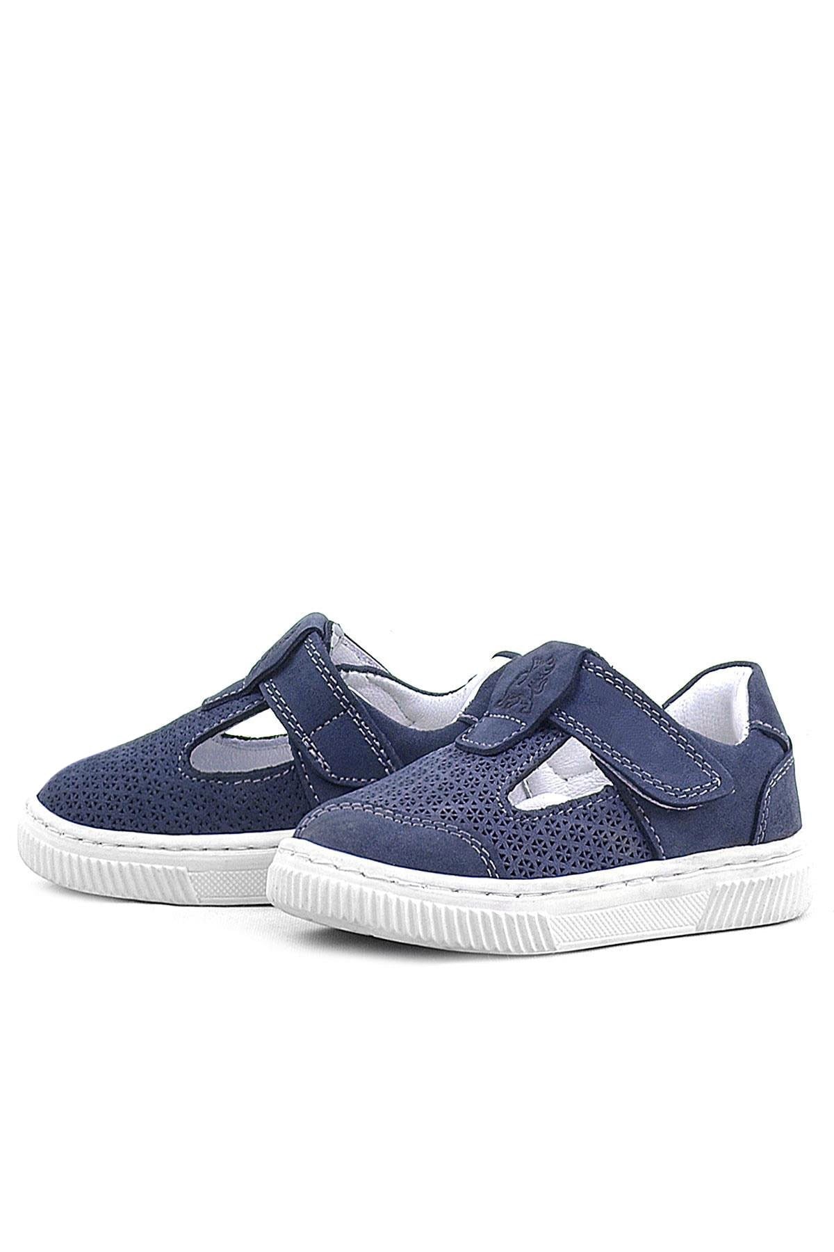 Rakerplus Bheem Hakiki Deri Lacivert Nubuk Cırtlı Bebek Sneaker Sandalet