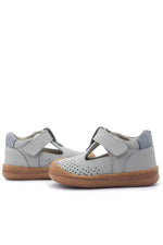 Rakerplus Shaun Hakiki Deri Açık Gri Cırtlı Anatomik Bebek Sandalet