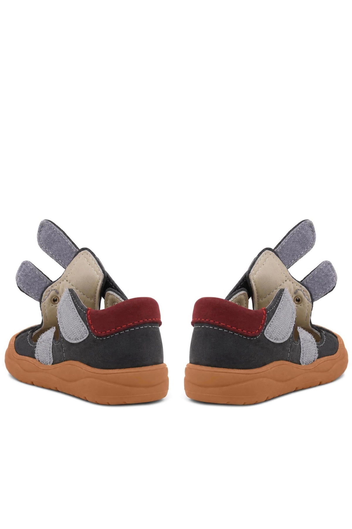 Rakerplus Hakiki Deri Gri Cırt Cırtlı Bebek Sandalet