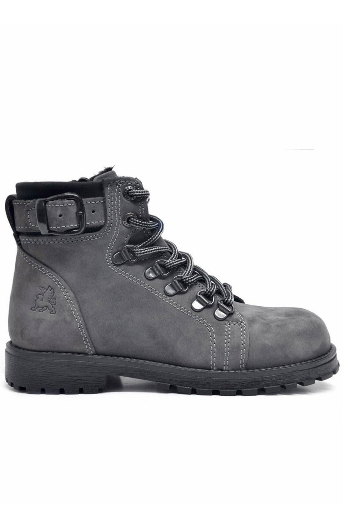 Rakerplus Griffon Hakiki Deri Fermuarlı Kışlık Unisex Çocuk Bot