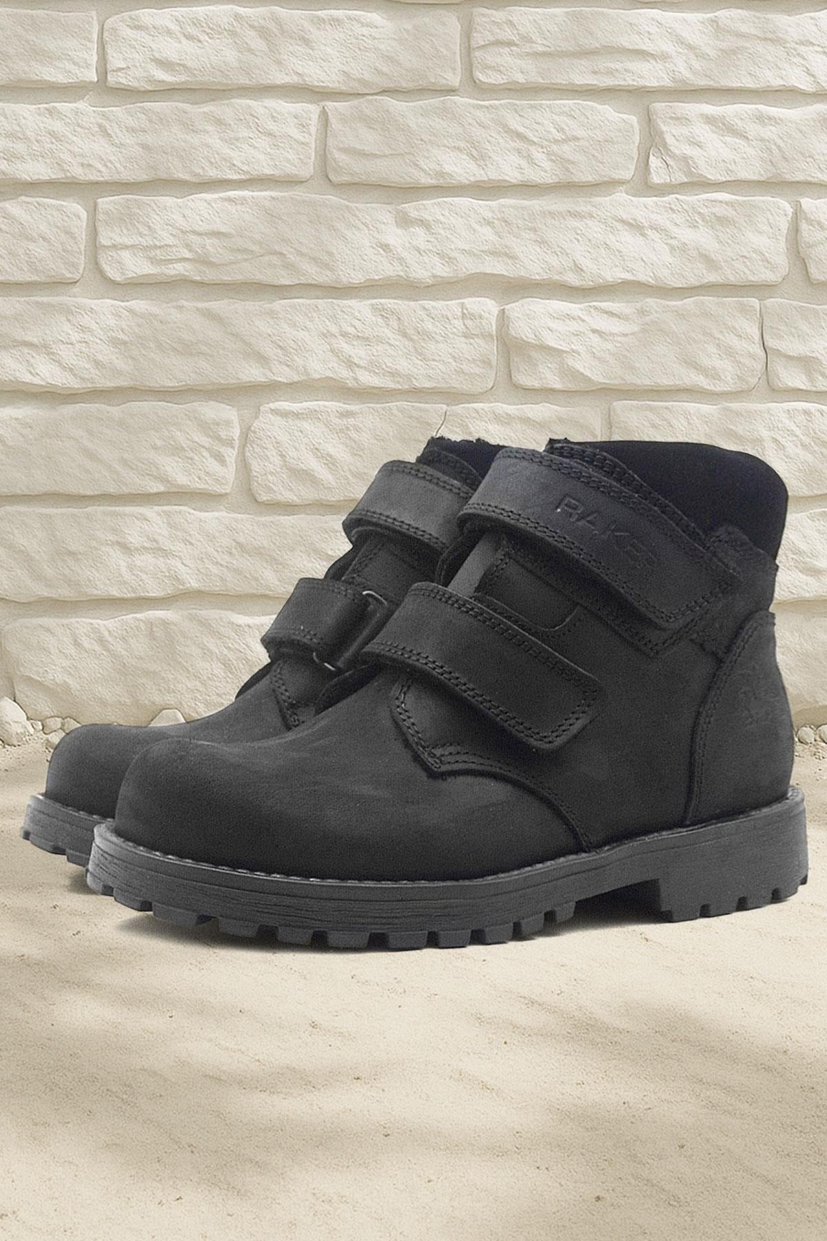 Rakerplus Sentor Hakiki Deri Siyah Kürklü Cırtlı Çocuk Bot