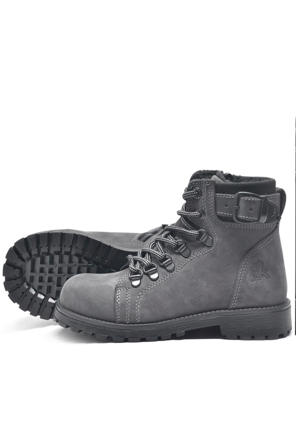 Rakerplus Griffon Hakiki Deri Fermuarlı Kışlık Unisex Çocuk Bot
