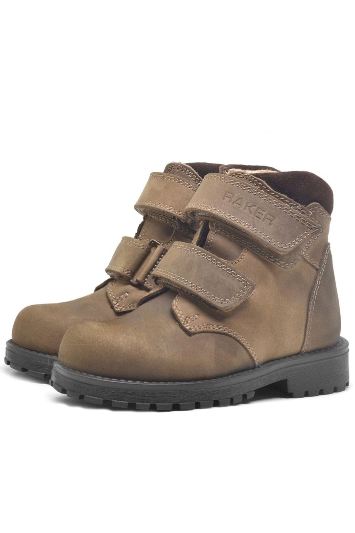 Rakerplus Sentor Hakiki Deri Kum Rengi Kürklü Cırtlı Çocuk Bot