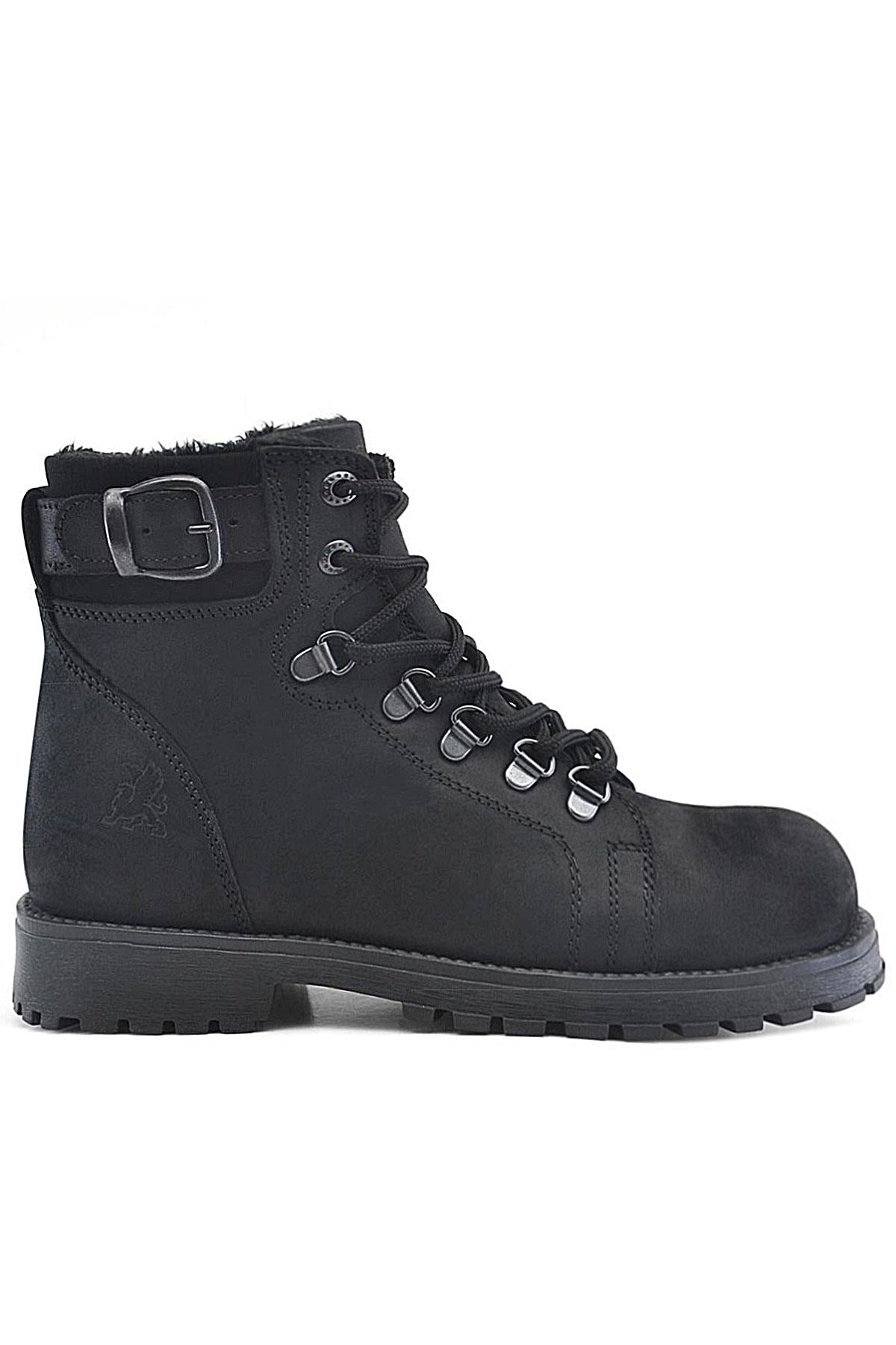 Rakerplus Griffon Hakiki Deri Siyah Fermuarlı Çocuk Bot
